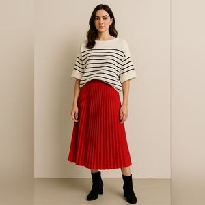 OTT Striped Batwing Dolman Sleeve Knit Top White Black Medium